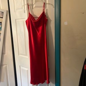 bebe red satin slip dress